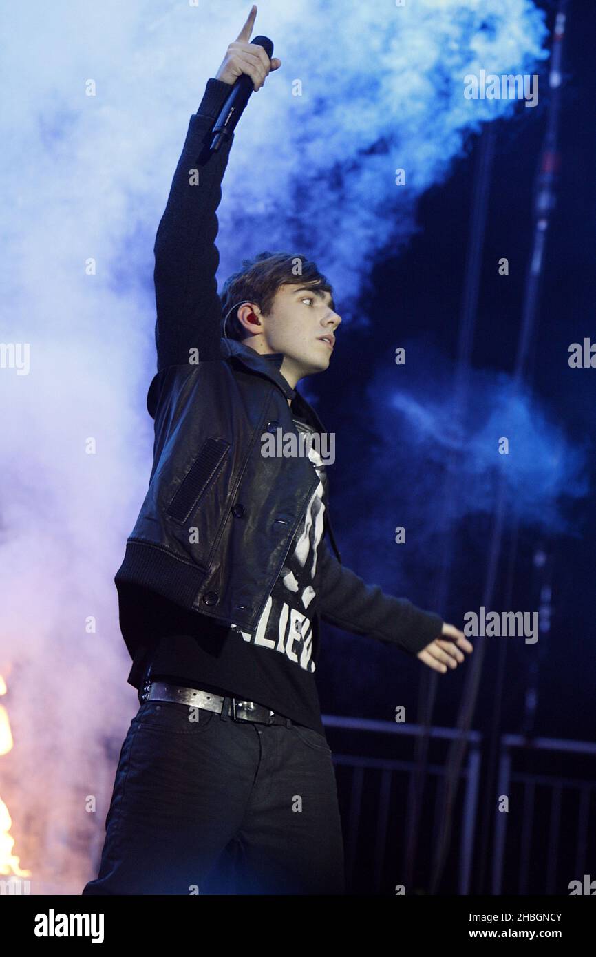 Nathan Sykes from The Wanted on stage during the 2011 Capital FM Jingle  Bell Ball at the O2 Arena, London Stock Photo - Alamy