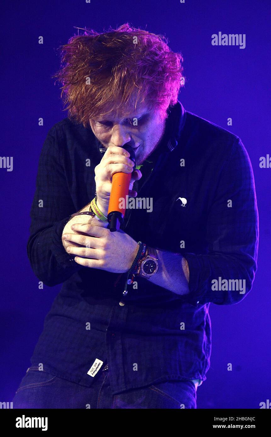 Ed Sheeran on stage during the 2011 Capital FM Jingle Bell Ball at the ...
