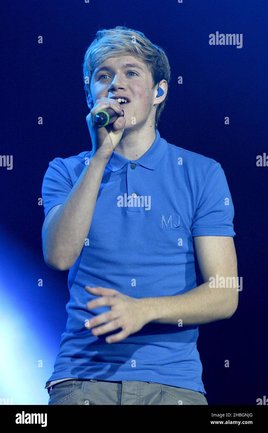 Niall Horan of One Direction on stage during the 2011 Capital FM Jingle Bell Ball at the O2 Arena, London. Stock Photo