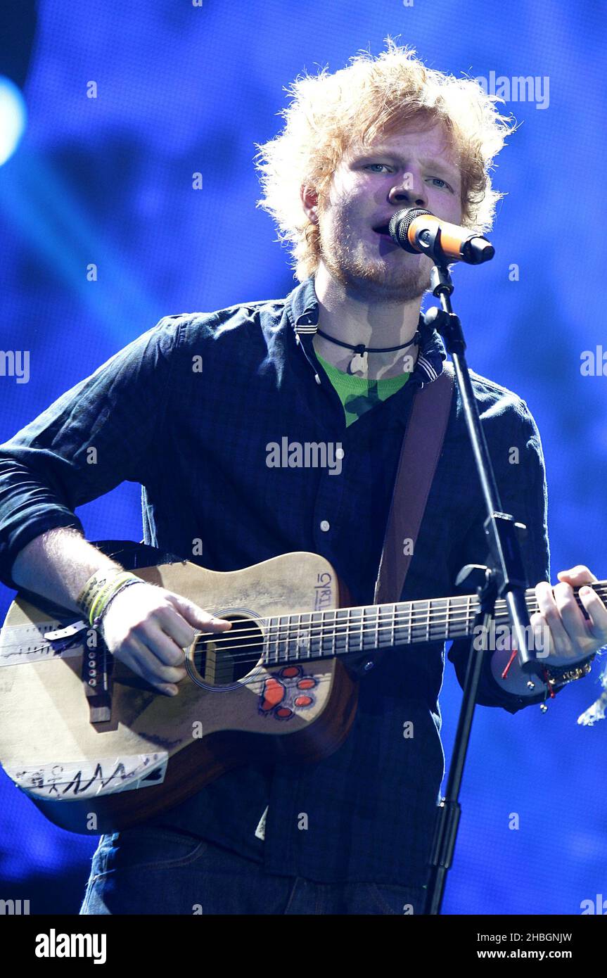 Ed Sheeran on stage during the 2011 Capital FM Jingle Bell Ball at the ...
