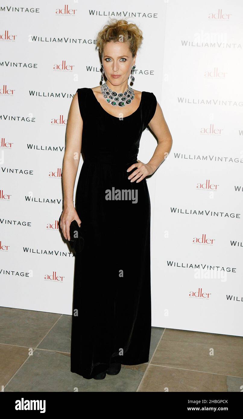 Gillian Anderson attending a private dinner held at Hansom Hall at St Pancras Renaissance Hotel in London. Stock Photo