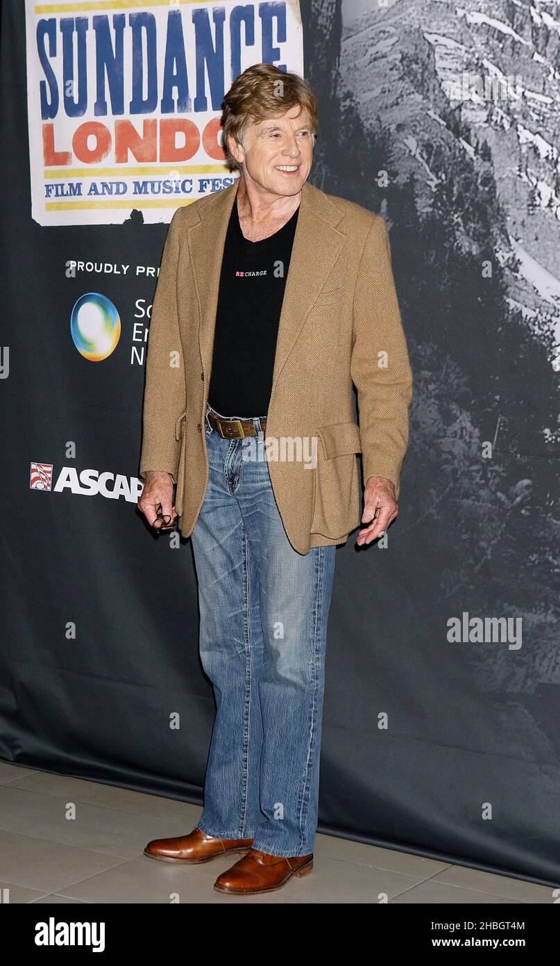 Robert Redford attending a photocall to launch the Sundance London film and music festival, at the O2 in east London. Stock Photo