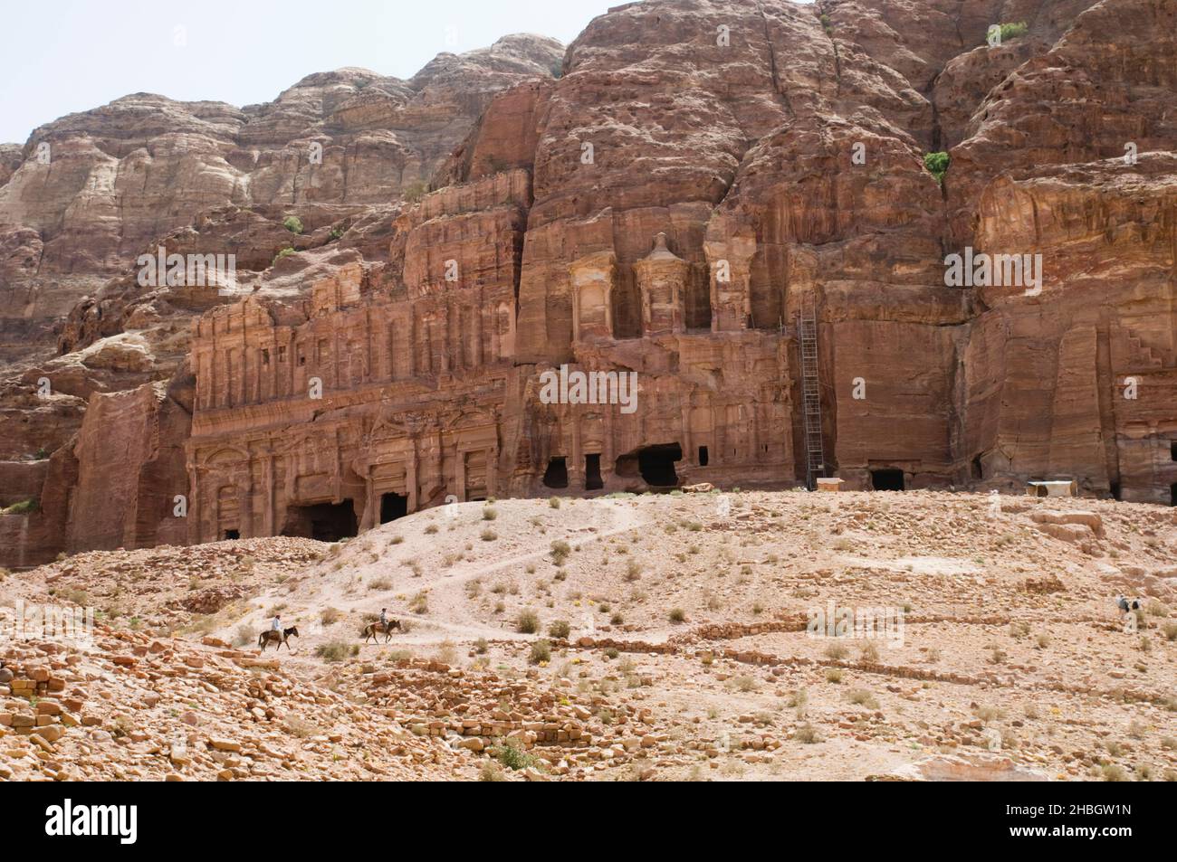 Middle East, Jordan, Petra, UNESCO World Heritage Site. The Royal Tombs carved in the mountain side of Jabal Al-Khubtha Stock Photo