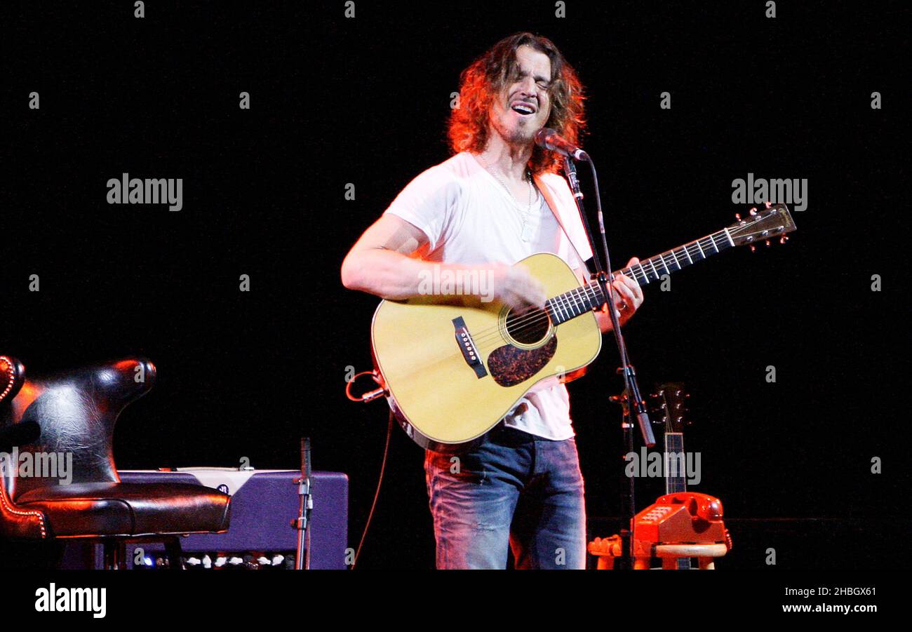 Chris Cornell of Soundgarden performs a solo acoustic show at The Palladium,Central London on June 18,2012. Stock Photo