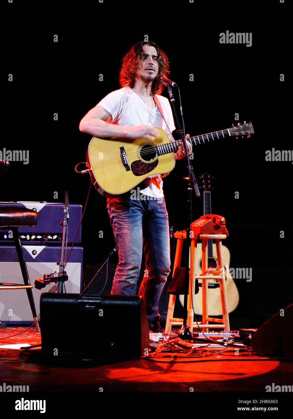 Chris Cornell of Soundgarden performs a solo acoustic show at The Palladium,Central London on June 18,2012. Stock Photo