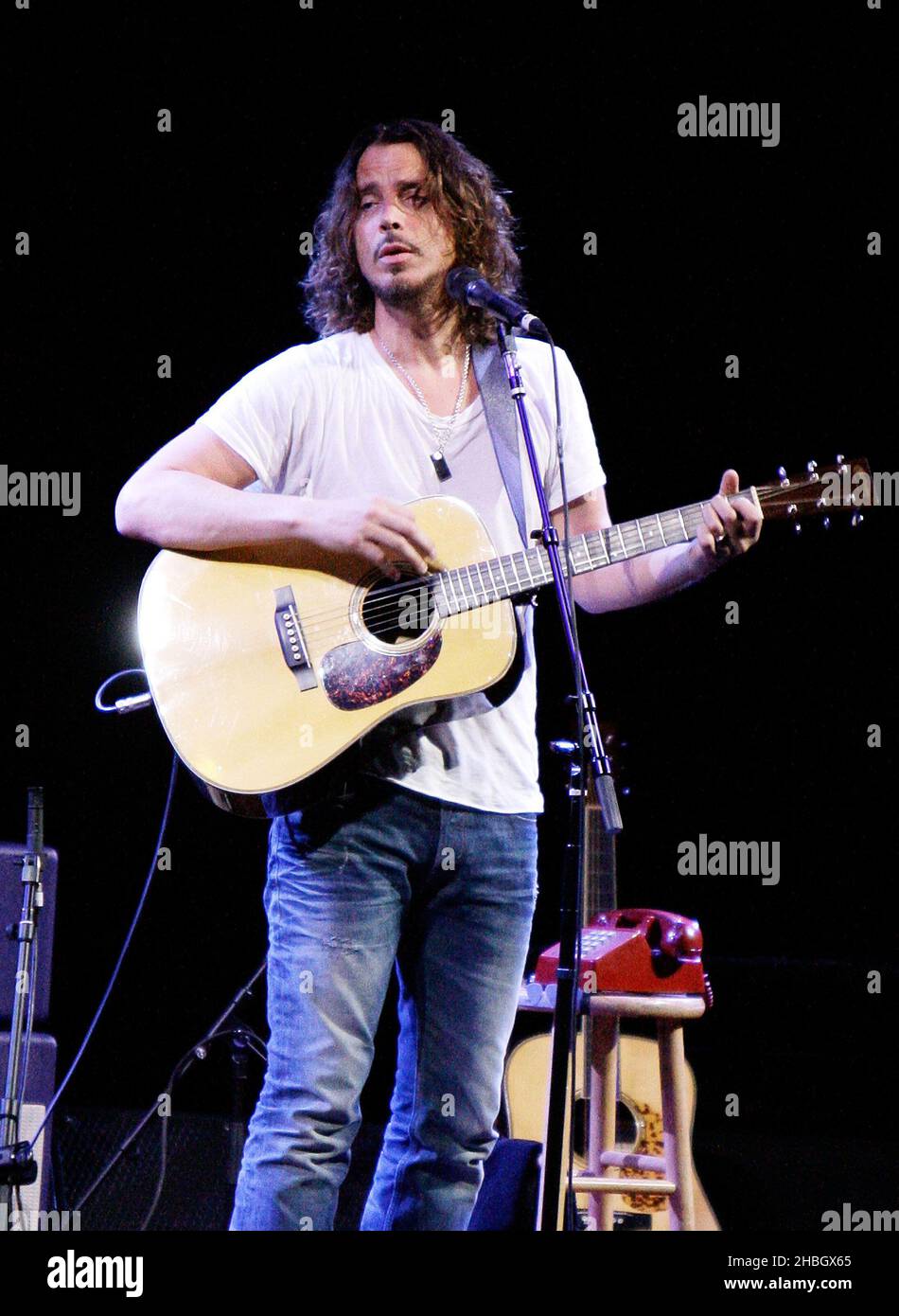 Chris Cornell of Soundgarden performs a solo acoustic show at The Palladium,Central London on June 18,2012. Stock Photo