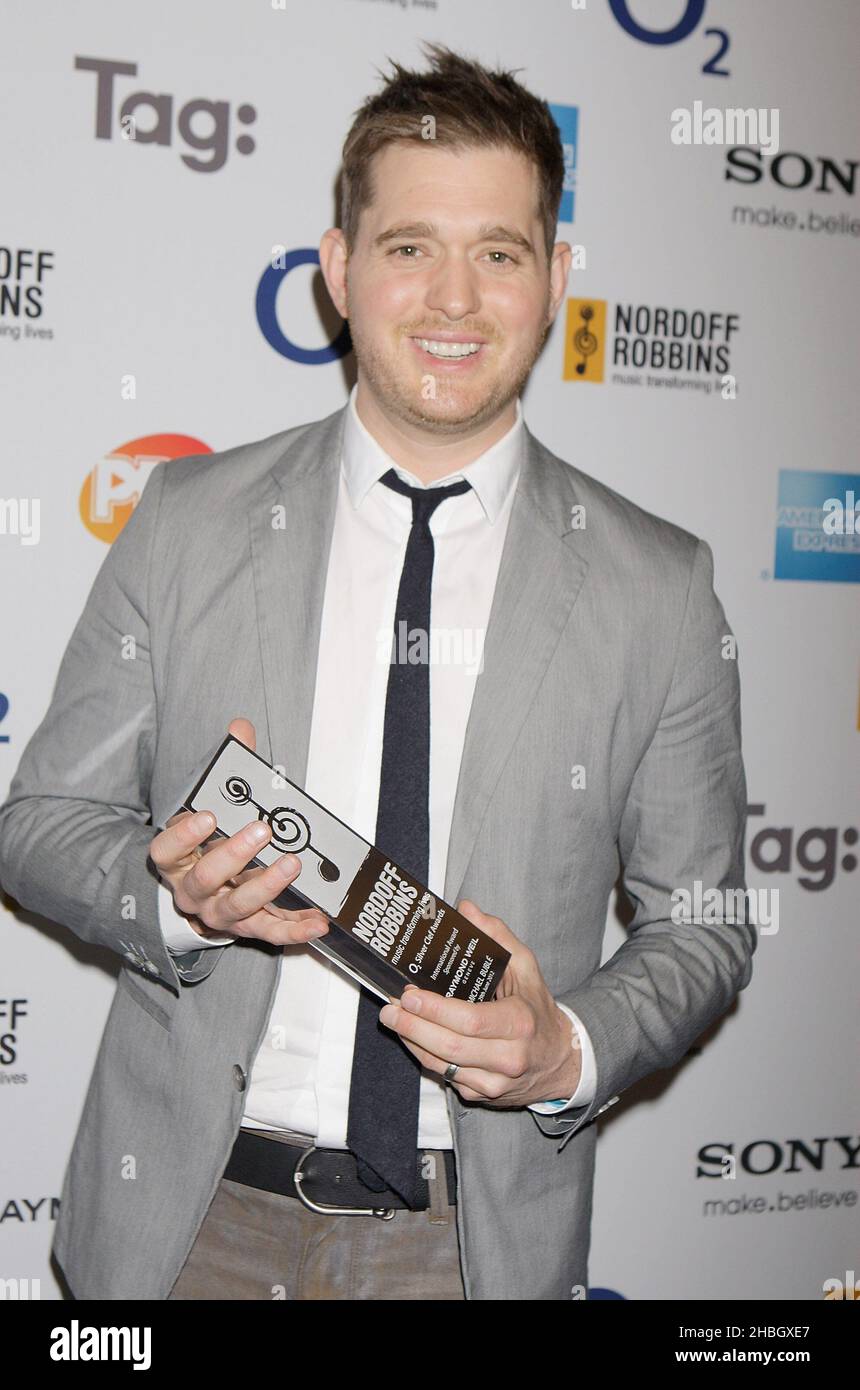 Michael Buble arriving at the Nordoff Robins 02 Silver Clef Awards at the Hilton Hotel June 29, 2012. Stock Photo