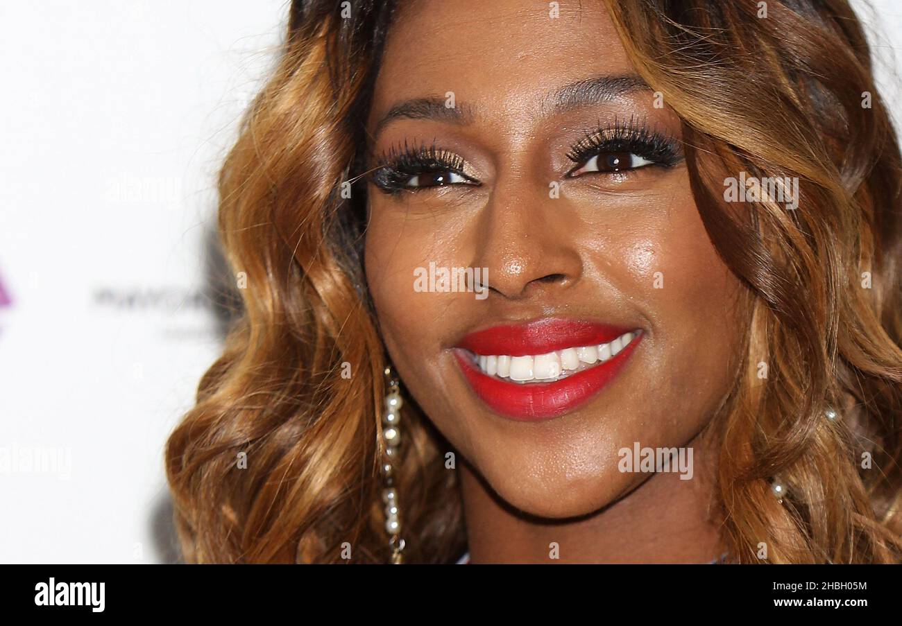 Alexandra Burke poses backstage at the BT River Concerts in Hyde Park in London. Stock Photo