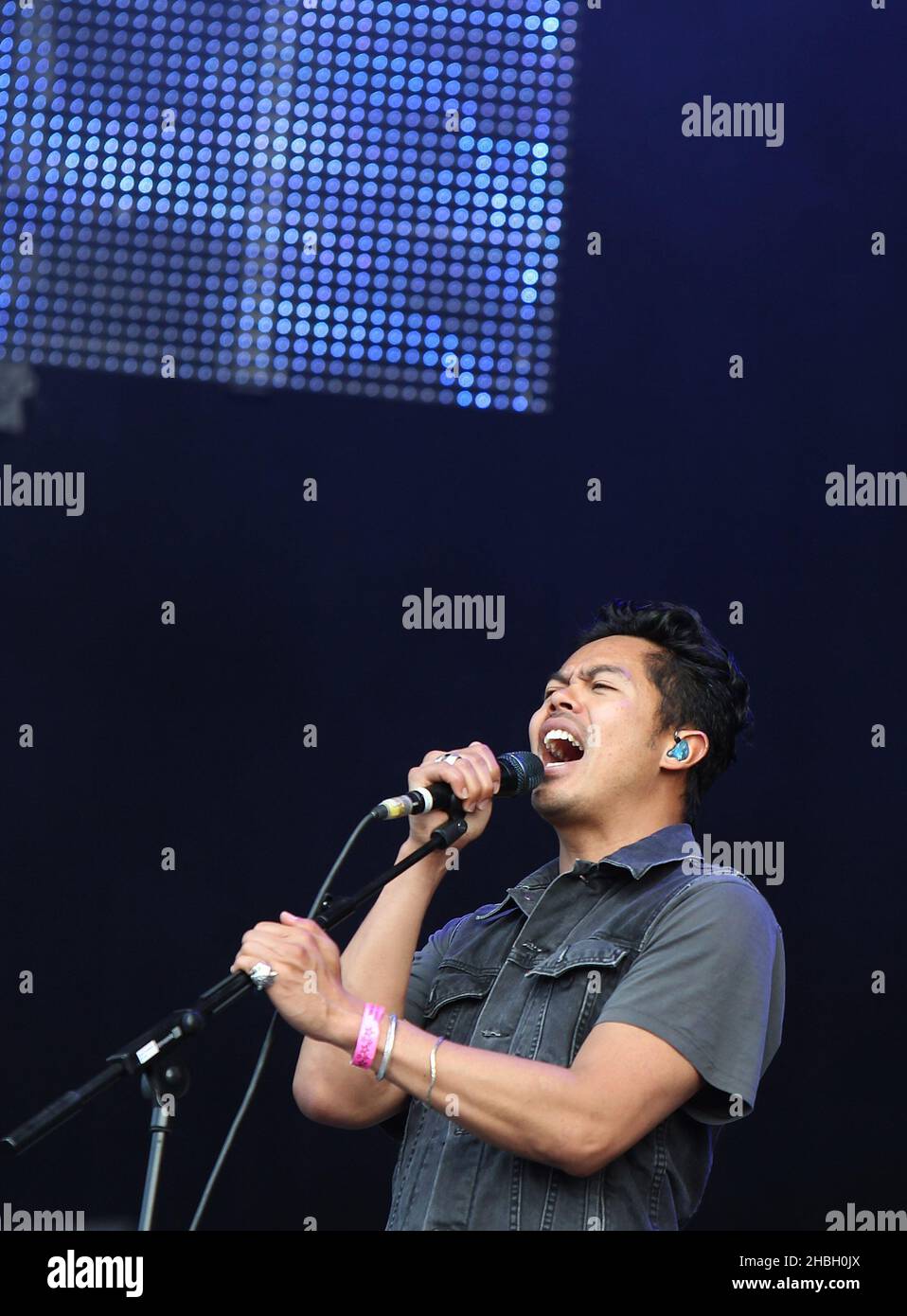 Mandagi Dougy Mandagi of Temper Trap performs on stage at the BT London Live ...
