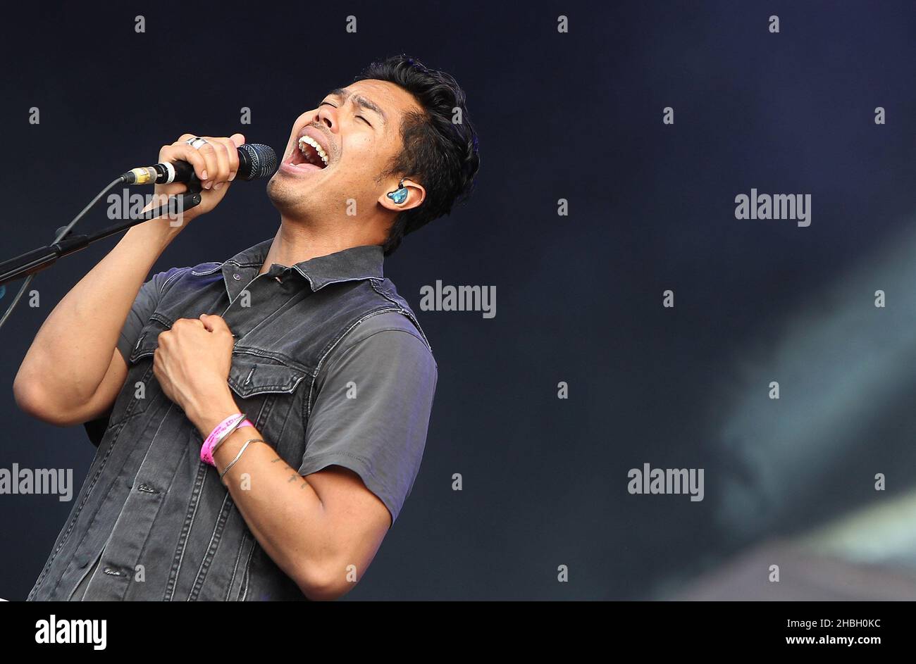 Mandagi Dougy Mandagi of Temper Trap performs on stage at the BT London Live ...