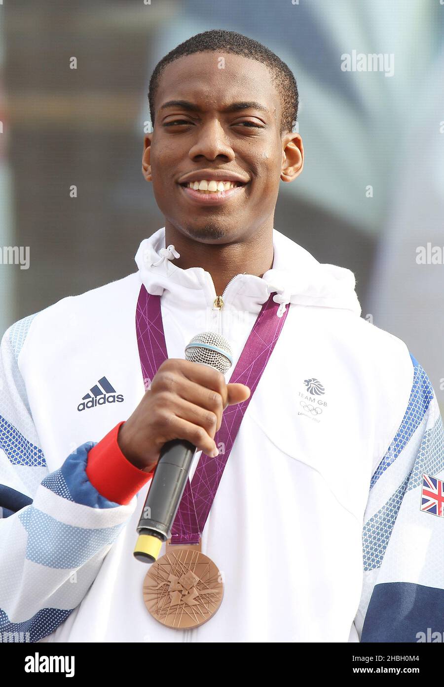 Lutalo Muhammed, Olympic Bronze Taekwondo Medalist at the BT London Live concert celebrating the London 2012 Olympic Games in Hyde Park, Central London. Stock Photo