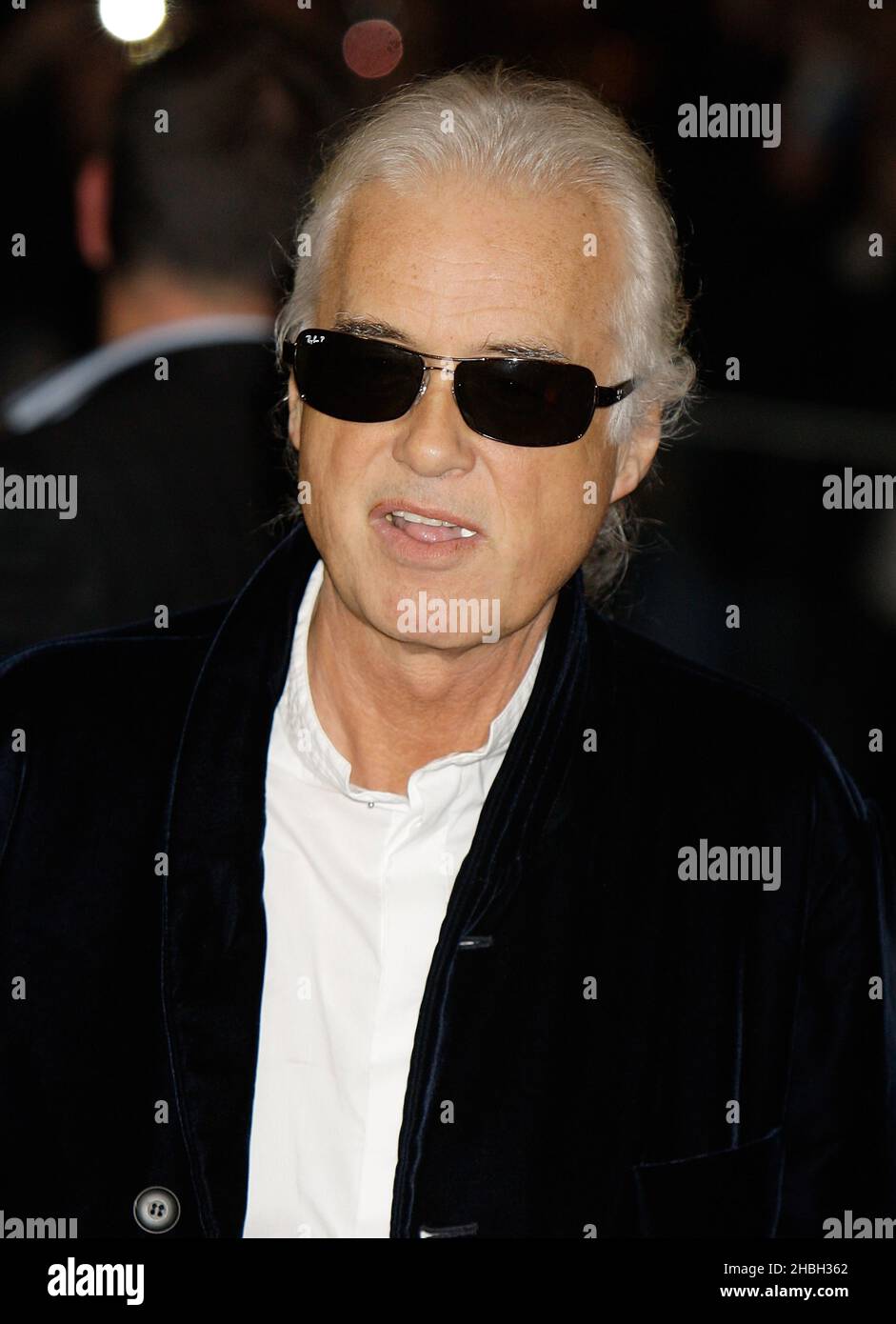 Jimmy Page arriving at the Led Zeppelin Celebration Day Premiere at the  Hammersmith Apollo in London Stock Photo - Alamy