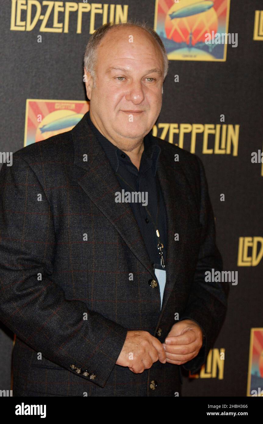 Harvey Goldsmith arriving at the Led Zeppelin Celebration Day Premiere at the Hammersmith Apollo