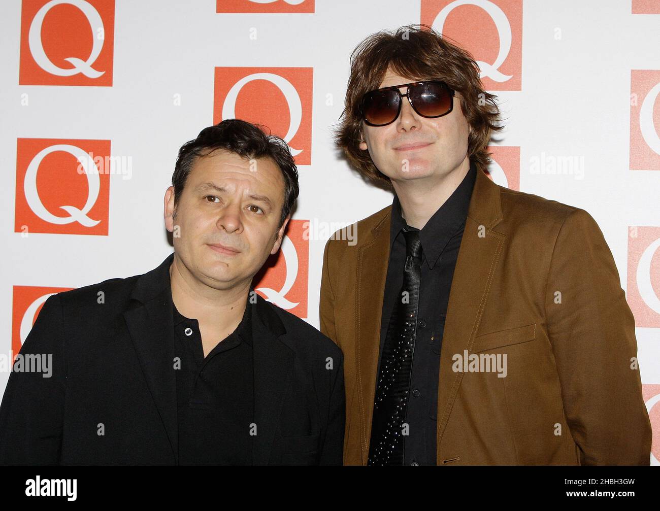James Bradley Dean and Nicky Wire of The Manic Street Preachers arriving at the Q Awards at the Grosvenor Hotel in London. Stock Photo