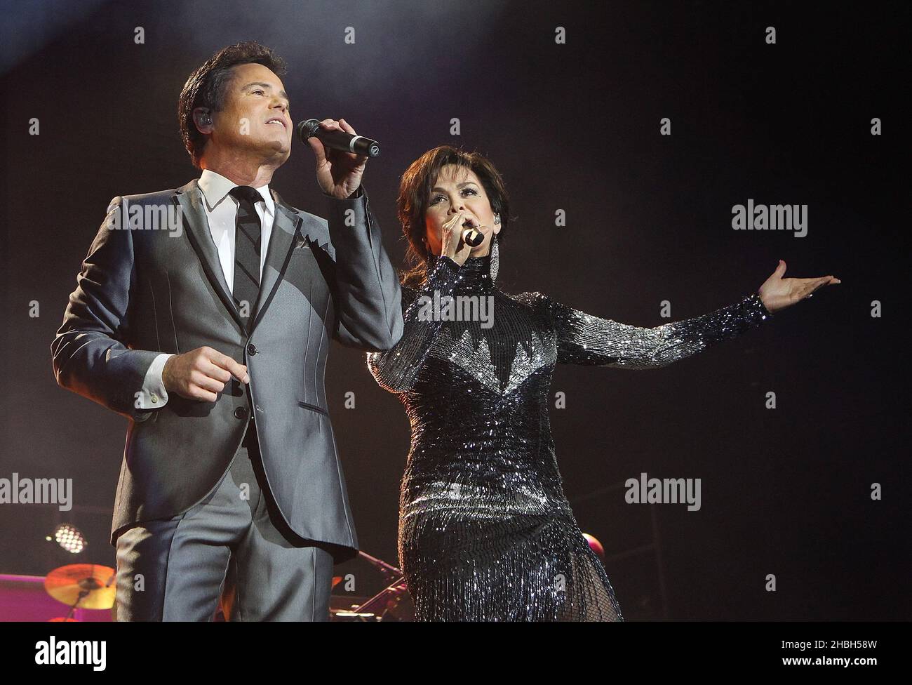 Marie Osmond and Donny Osmond perform live at the 02 Arena in London. Stock Photo