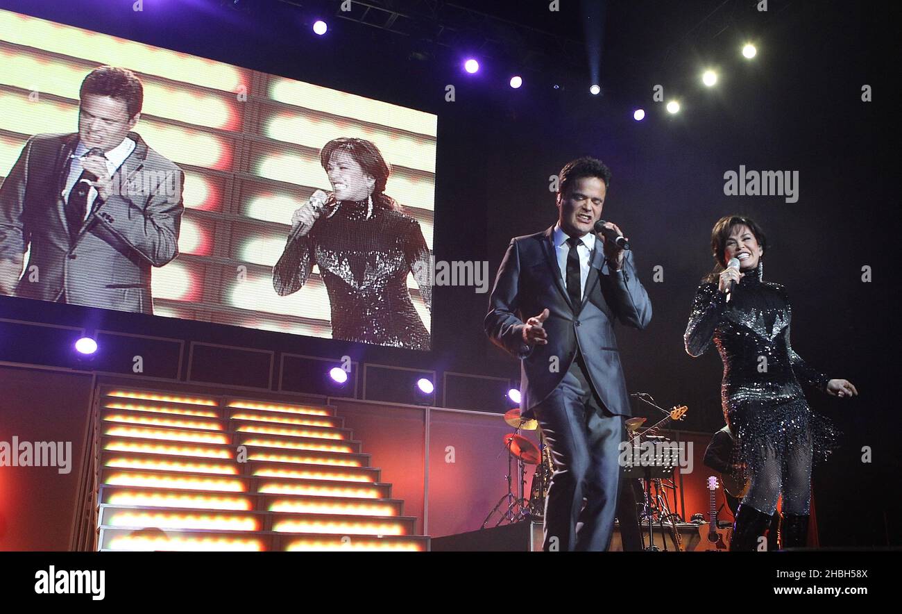 Marie Osmond and Donny Osmond perform live at the 02 Arena in London. Stock Photo