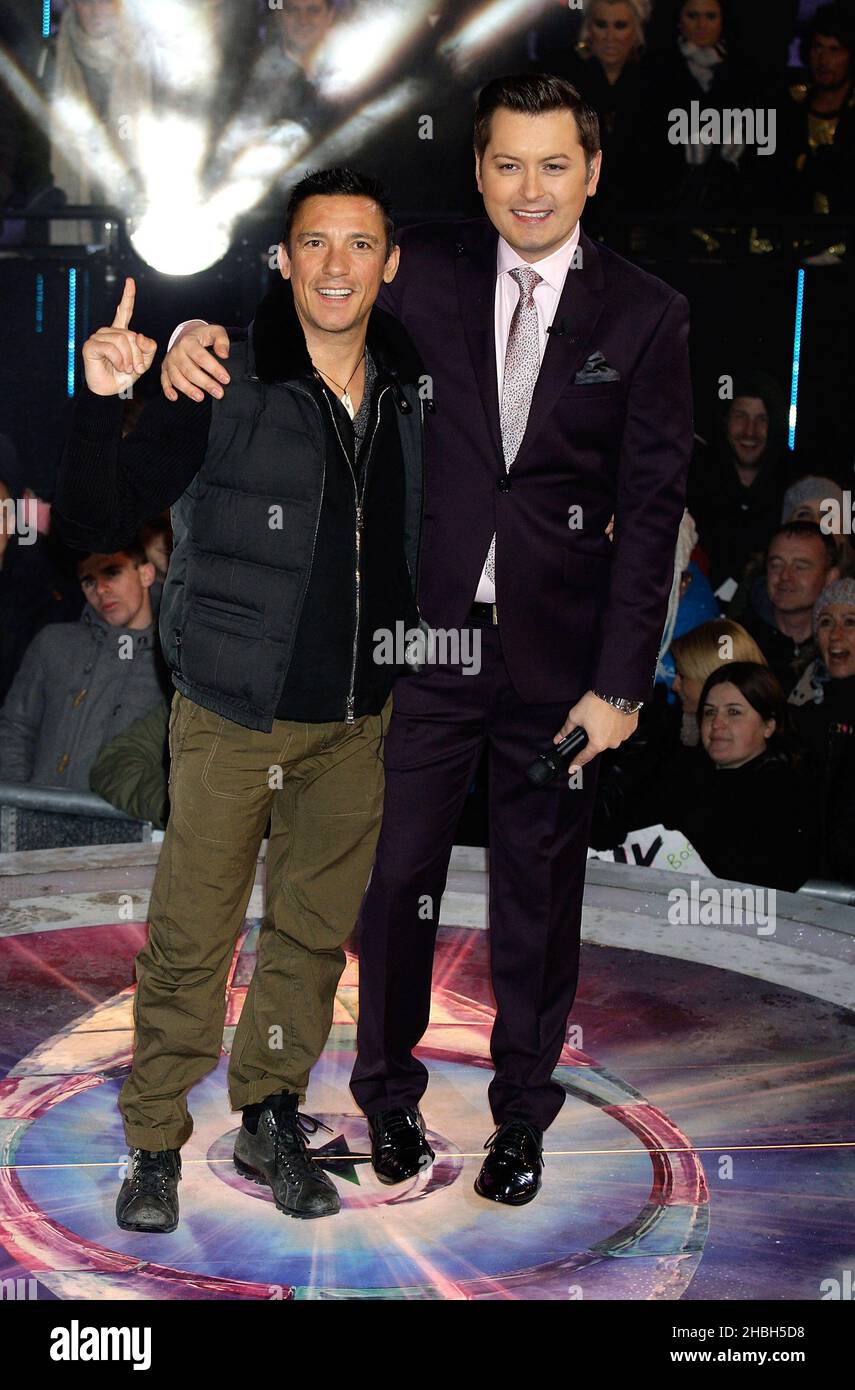 Frankie Dettori and Brioan Dowling as he is evicted from the Big Brother House at Elstree in Hertfordshire. Stock Photo