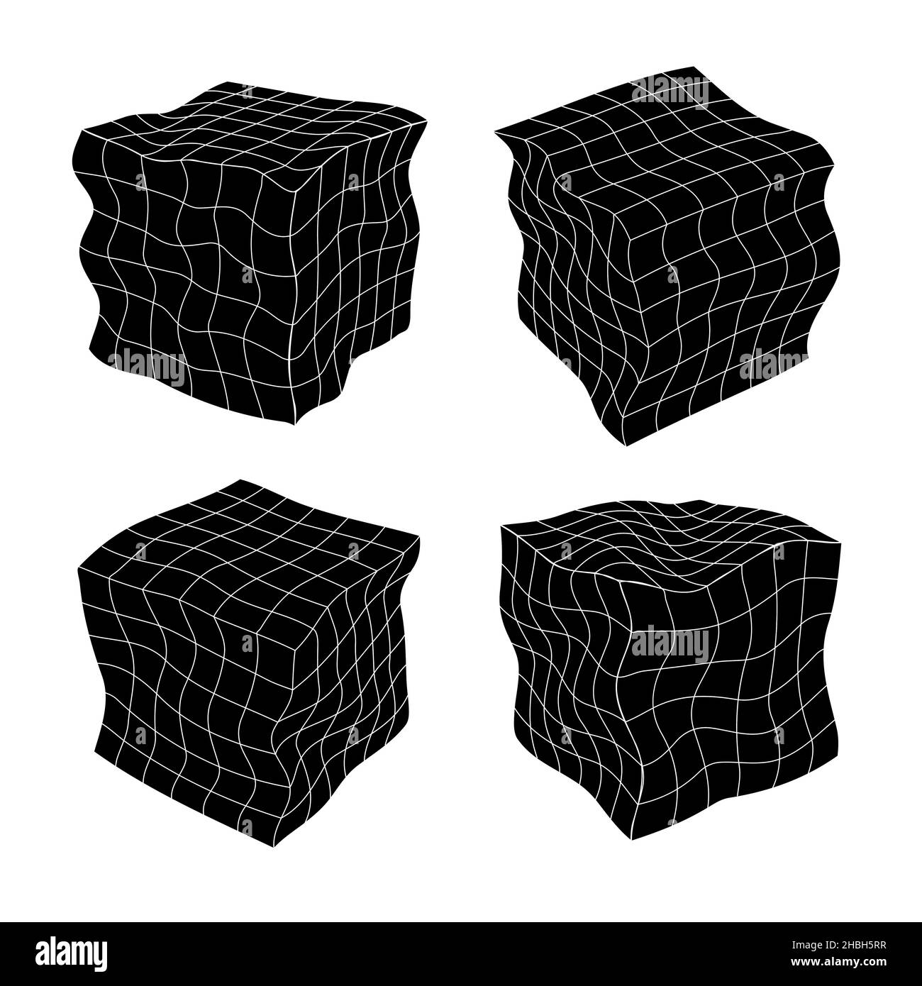 vector retro futuristic design elements 3D cube. Retro graphics set ...