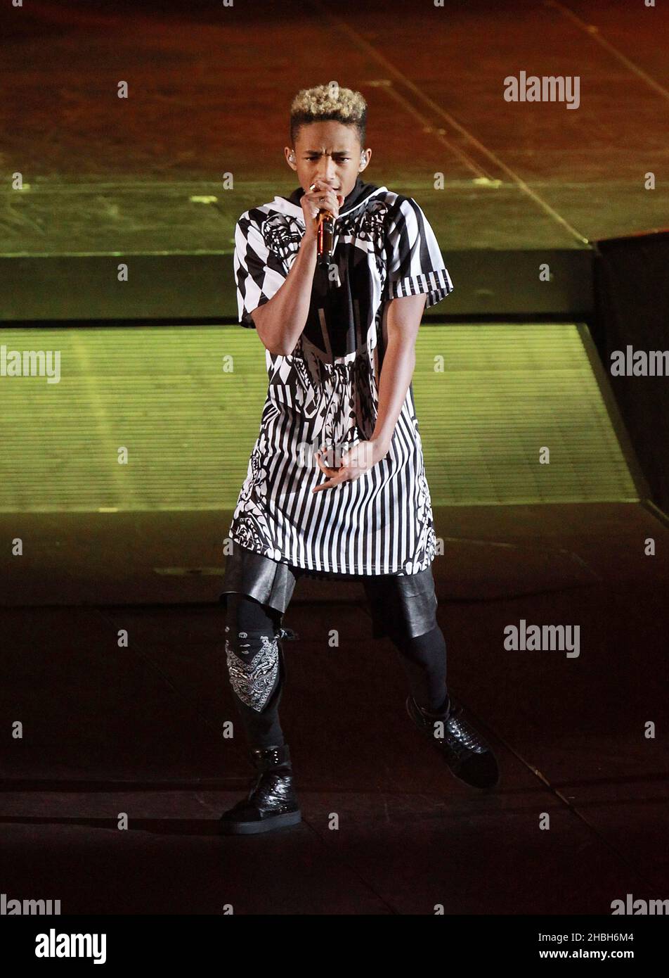 Jaden Smith performing at the O2 Arena in London in support of Justin Bieber. Stock Photo