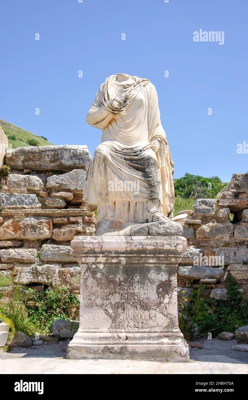 Marble statue of Alexandros, Ancient City of Ephesus, Selcuk, Izmir Province, Turkey Stock Photo