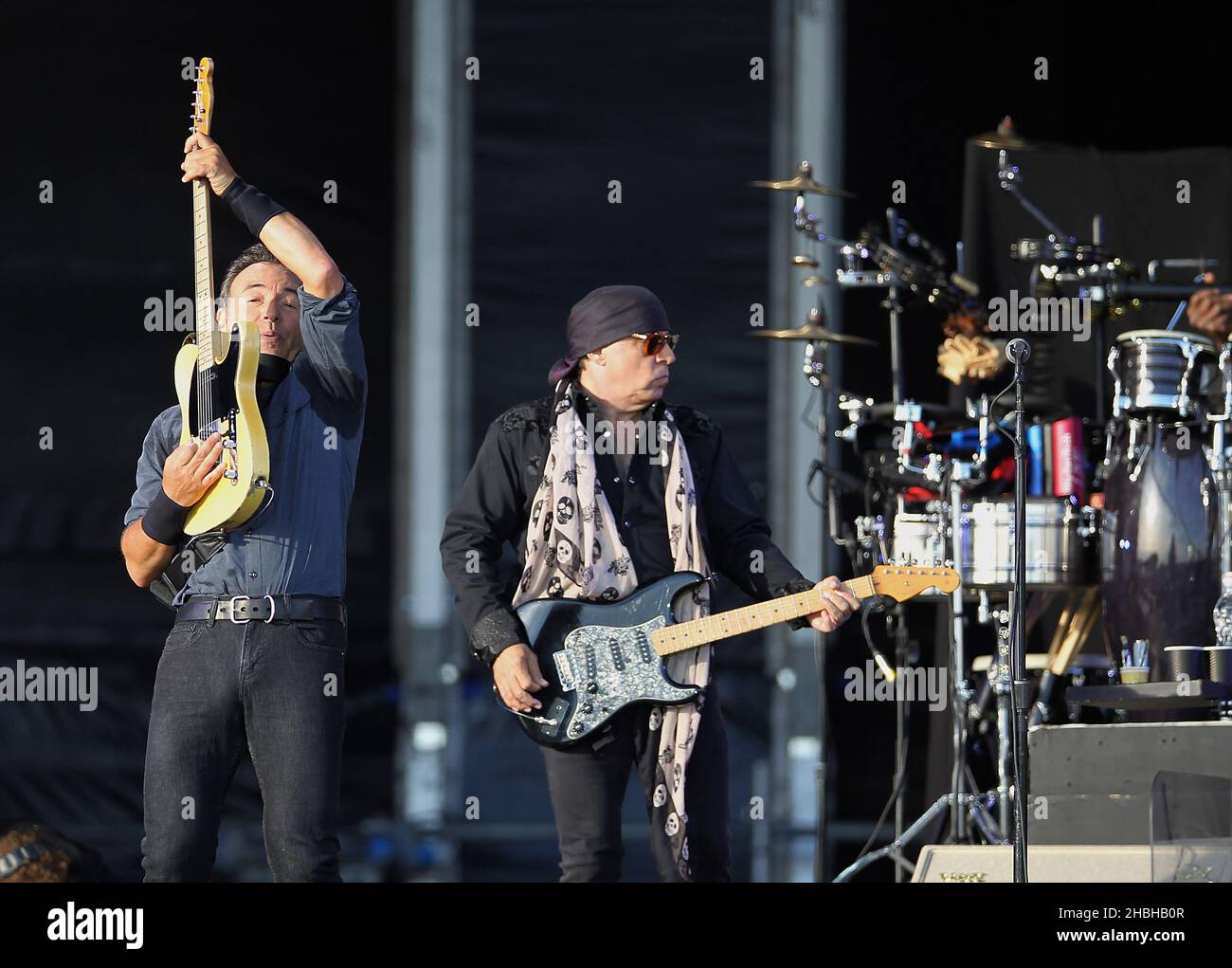 E Street Band guitarist Steven Van Zandt performs with headliner Bruce Springsteen performs on stage during day 2 of Hard Rock Calling at Olympic Park, London Stock Photo