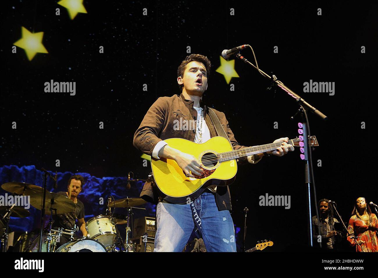 John Mayer performs on stage at the 02 Arena in London. Stock Photo