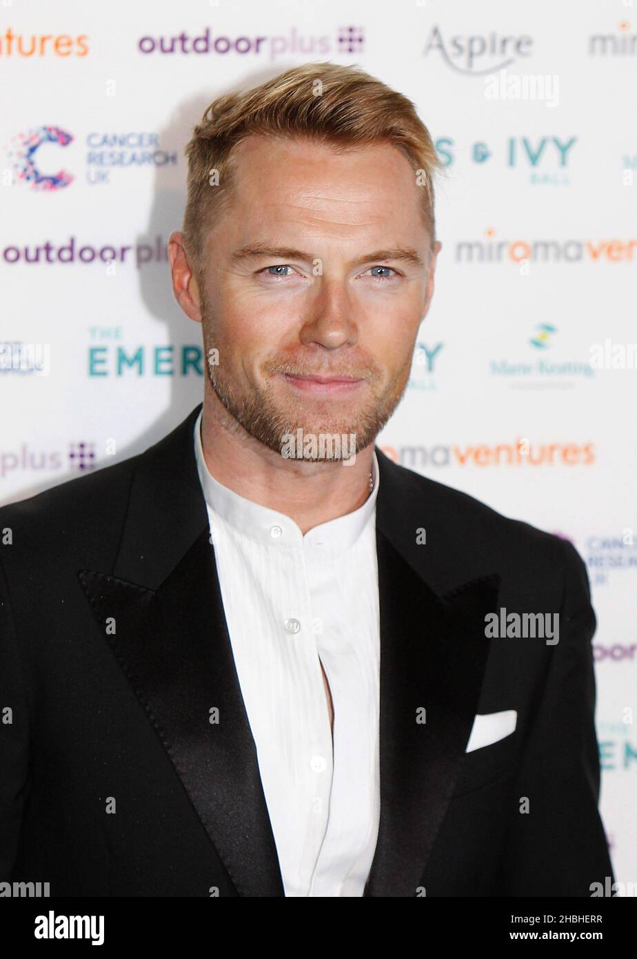 Ronan Keating arrives at the Emeralds and Ivy Ball at Old Billingsgate in London. Stock Photo