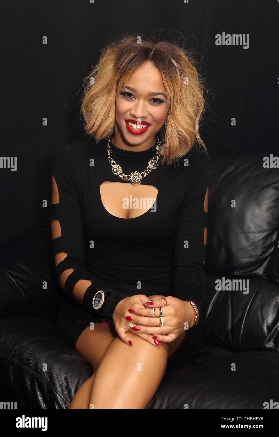 Tamera Foster X Factor Contestant poses backstage at G-A-Y Heaven in London. Stock Photo