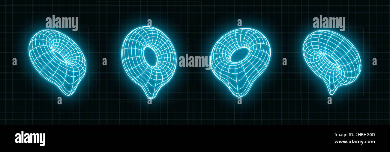 vector retro neon futuristic design elements 3D torus. Retro graphics ...