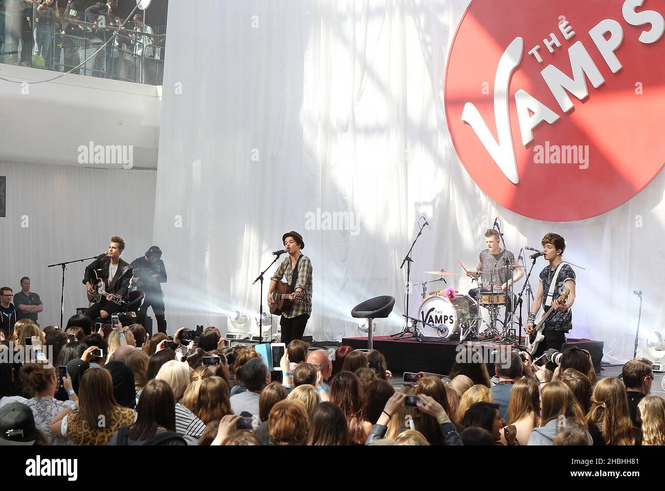 The Vamps performing at Westfield White City in London. Stock Photo