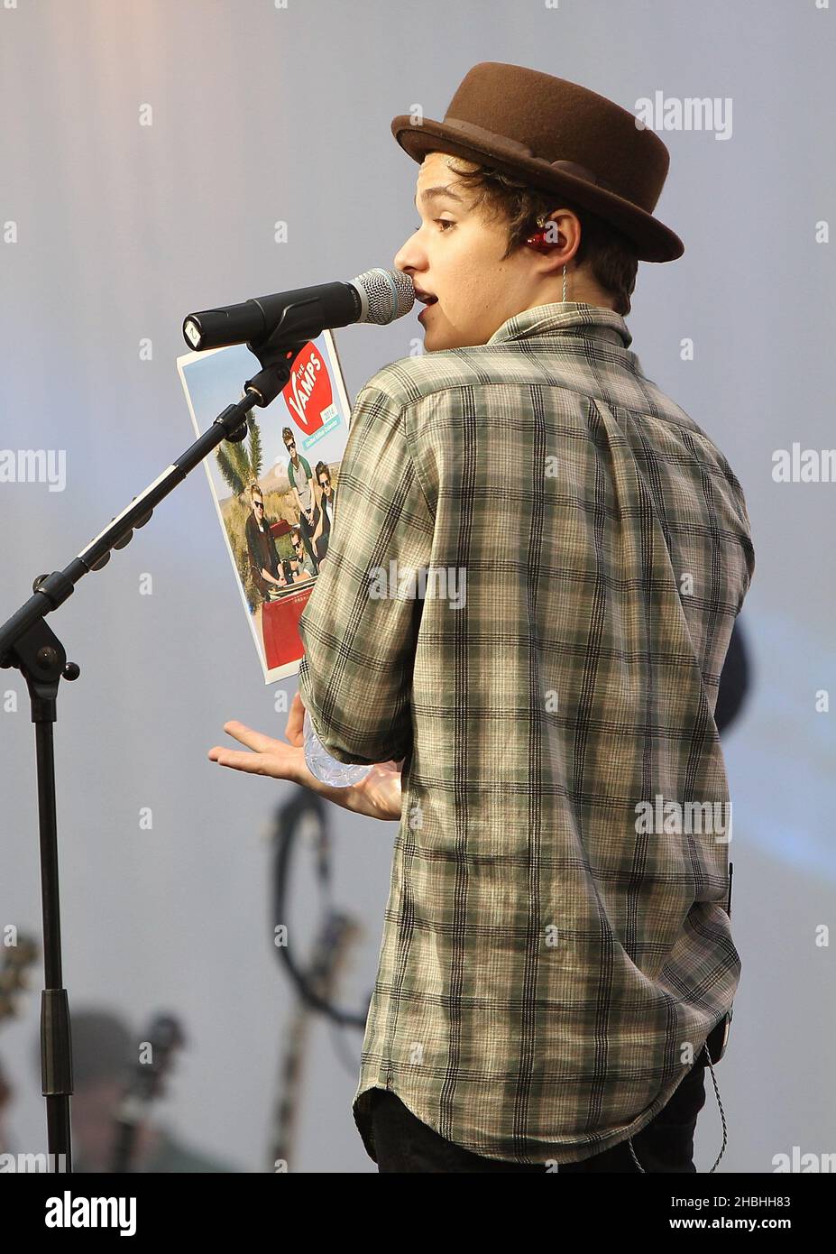 Bradley Simpson of The Vamps performing at Westfield White City in London. Stock Photo