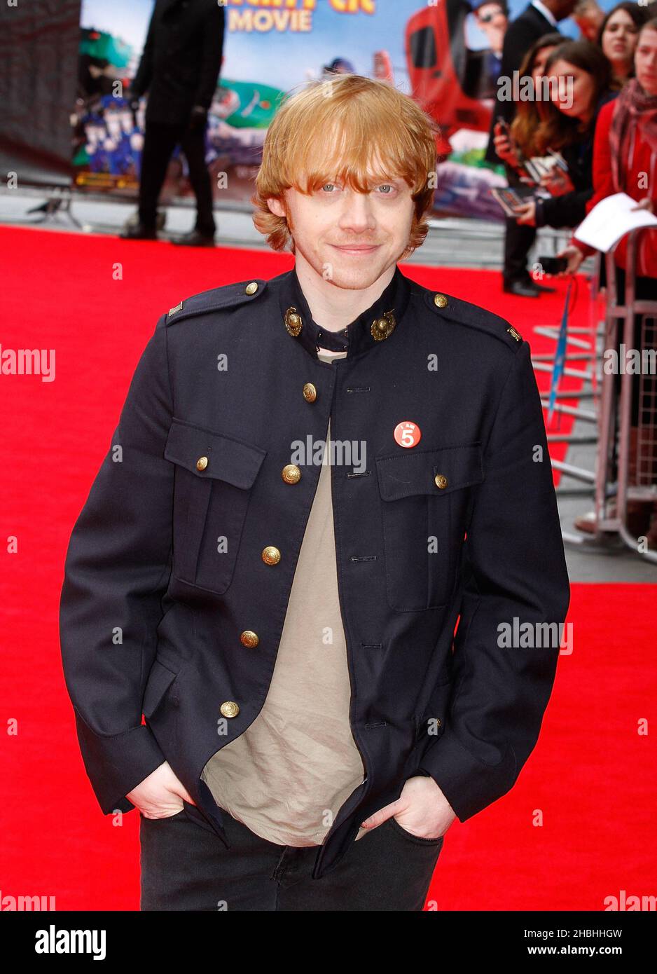 Rupert Grint attending the Postman Pat The Movie World Premier at The West End Odeon in Leicester Square in London. Stock Photo