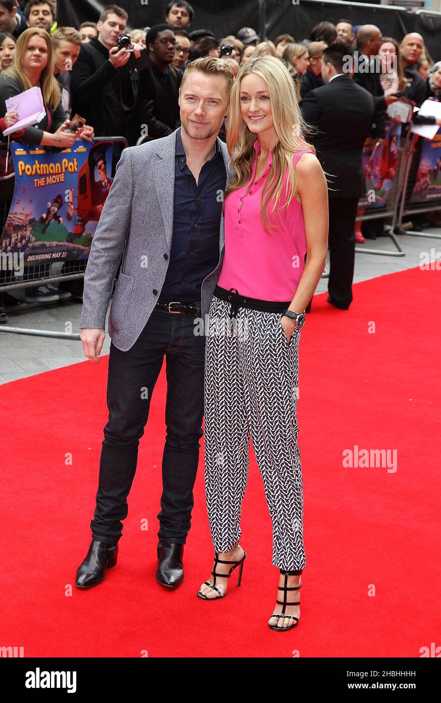 Ronan Keating and Storm Uechtritz attending Postman Pat The Movie World Premier at The West End Odeon in Leicester Square in London. Stock Photo