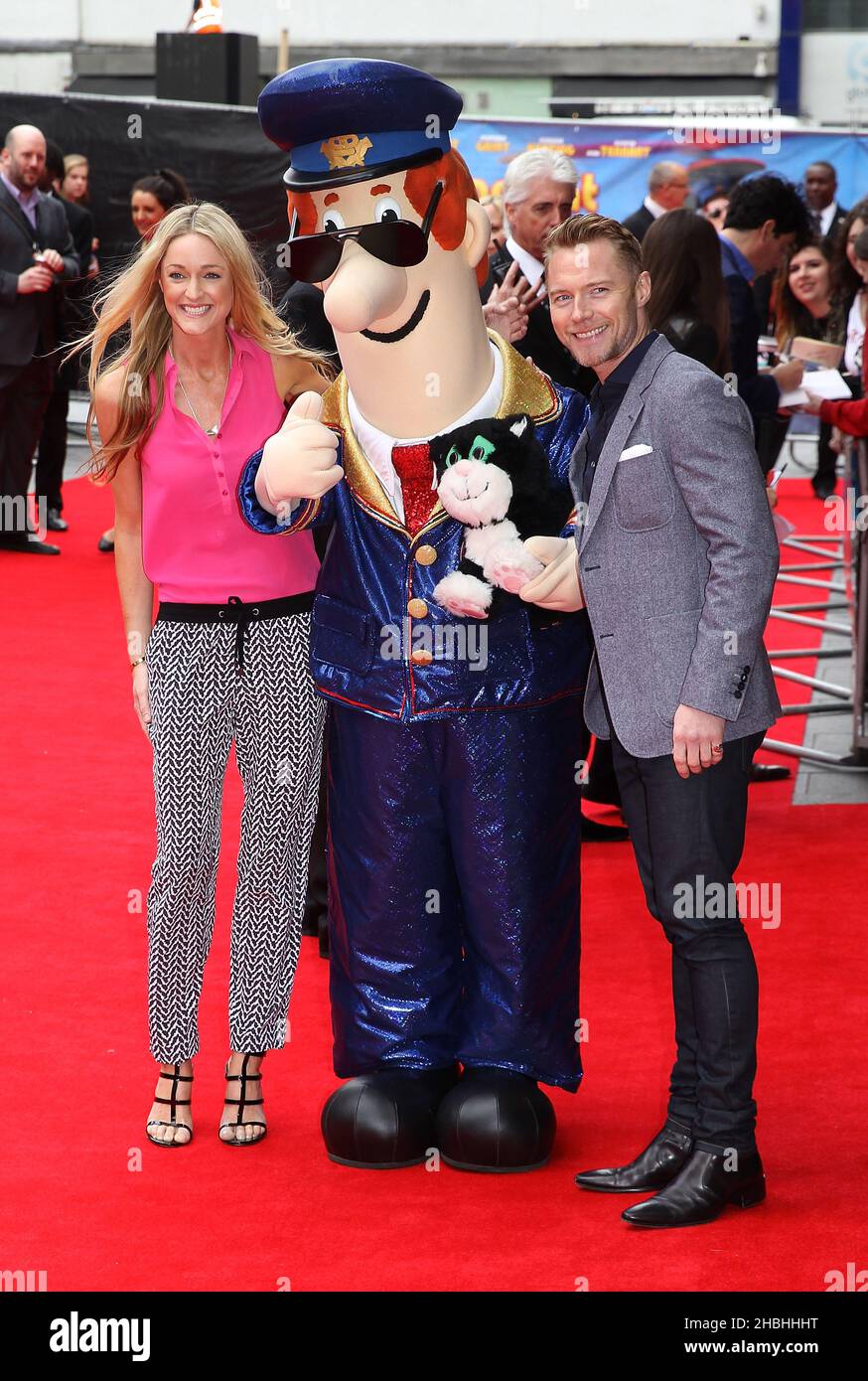 Ronan Keating and Storm Uechtritz attending the Postman Pat The Movie World Premier at The West End Odeon in Leicester Square in London. Stock Photo