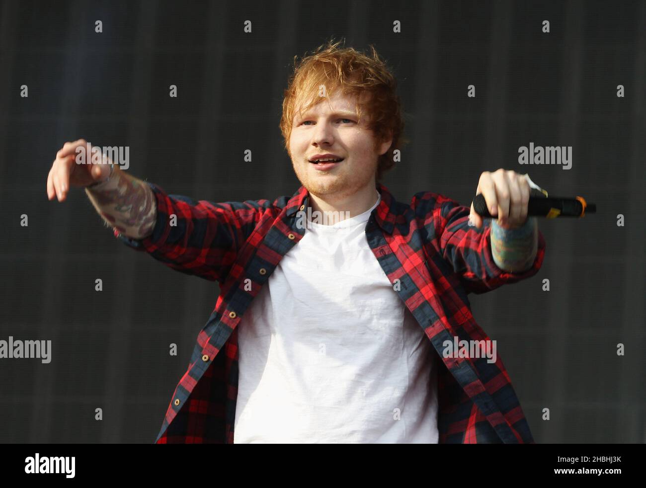 Ed Sheeran performs on stage during the BBC Radio 1 Big Weekend ...