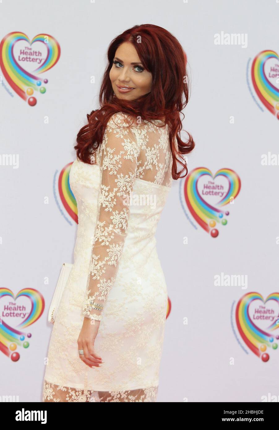 Amy Childs arriving at The Health Lottery Tea Party at the Savoy Hotel in London. Stock Photo