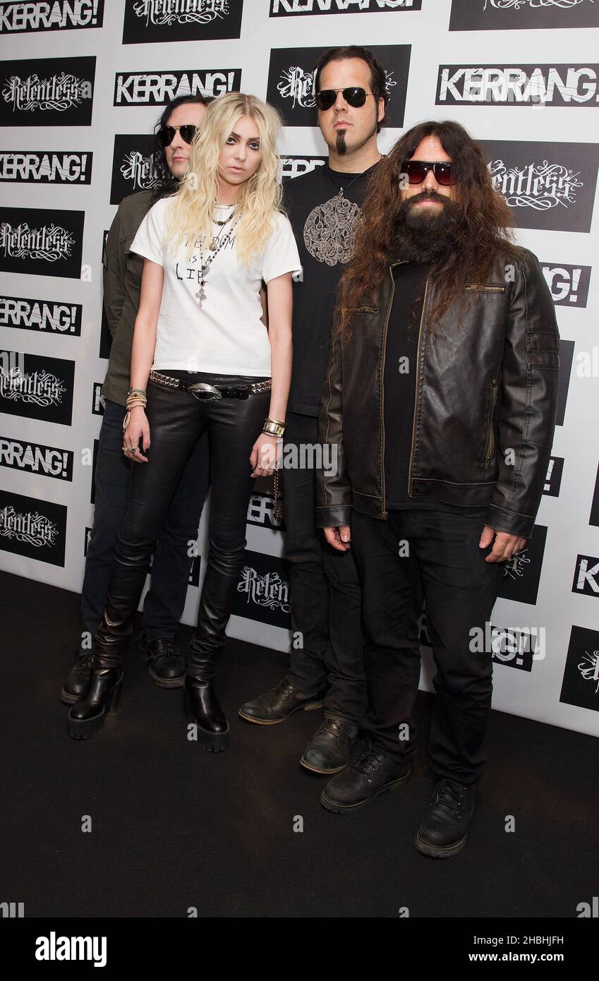 Taylor Momsen and her band The Pretty Reckless arriving at the Relentless Kerrang Awards at the Troxy in London. Stock Photo