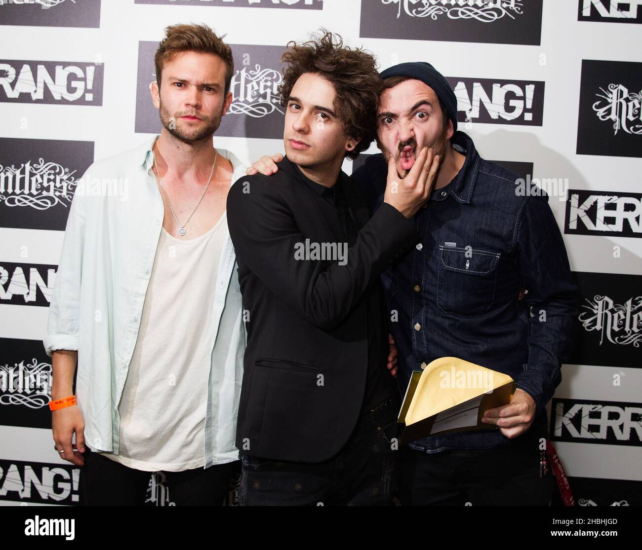 Midnight Beast pose in the Awards Room at the Relentless Kerrang Awards ...