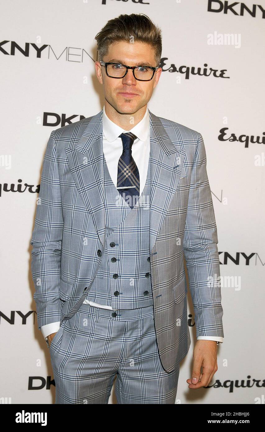 Darren Kennedy arrives at the DKNYMEN's debut London Collections Step and Repeat at One Embankment in London. Stock Photo