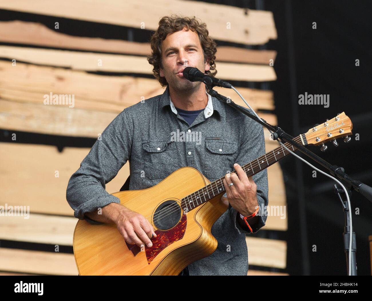 Jack Johnson performs on stage on Day 2 at the Calling Festival on Clapham Common in London. Stock Photo