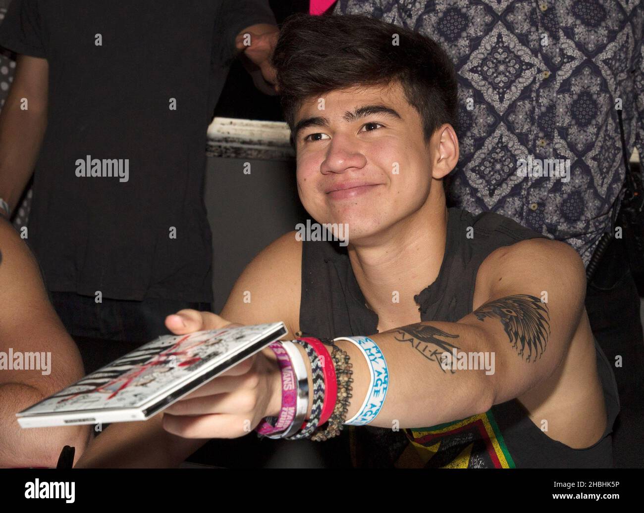 Calum Hood of 5 Seconds of Summer signing at HMV Oxford Circus in London  Stock Photo - Alamy