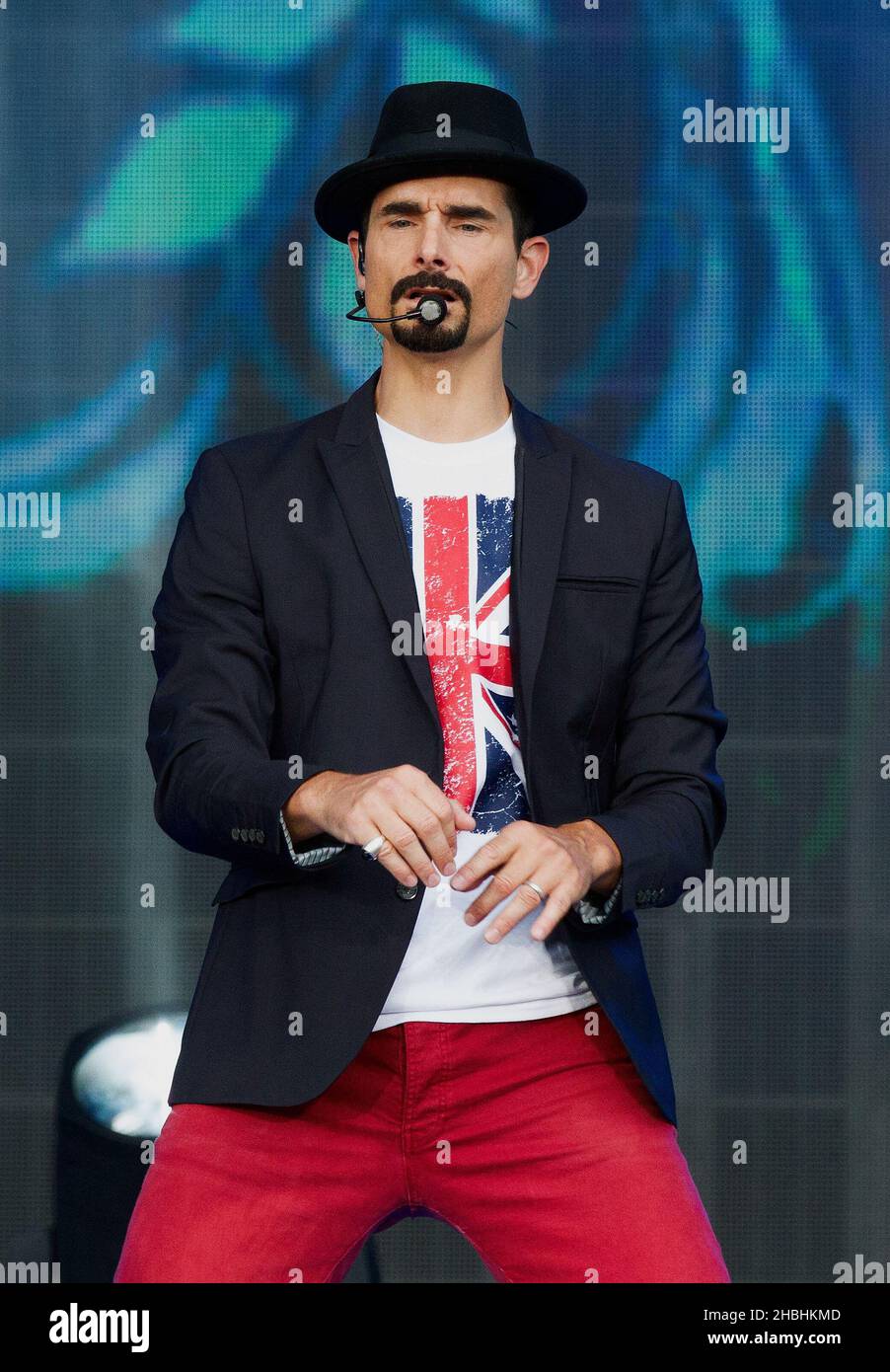 Kevin Richardson of the Backstreet Boys performing on stage at Barclaycard British Summer Time in Hyde Park, London. Stock Photo