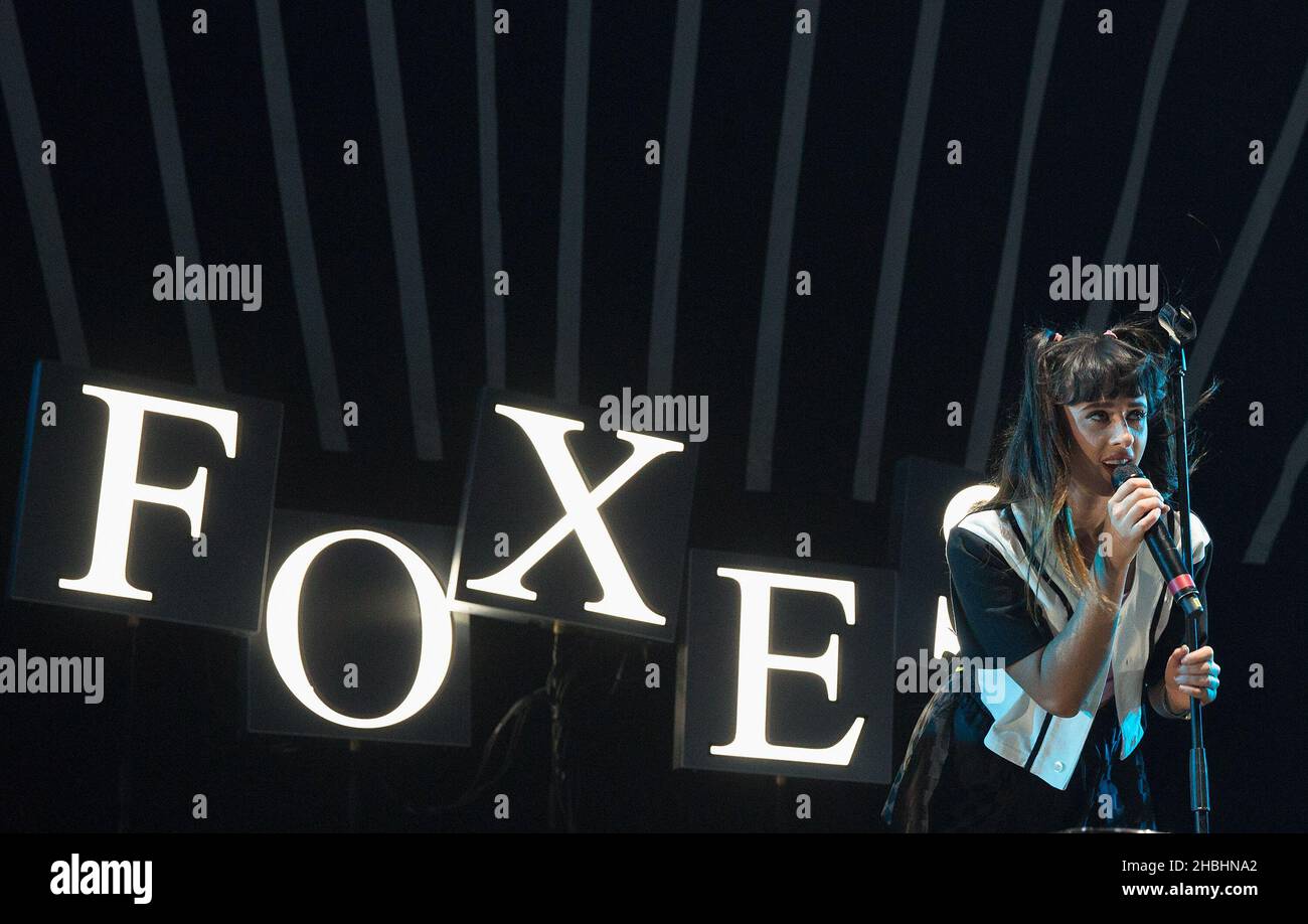 Louisa Rose Allen aka Foxes performs on stage at the 02 Arena in London