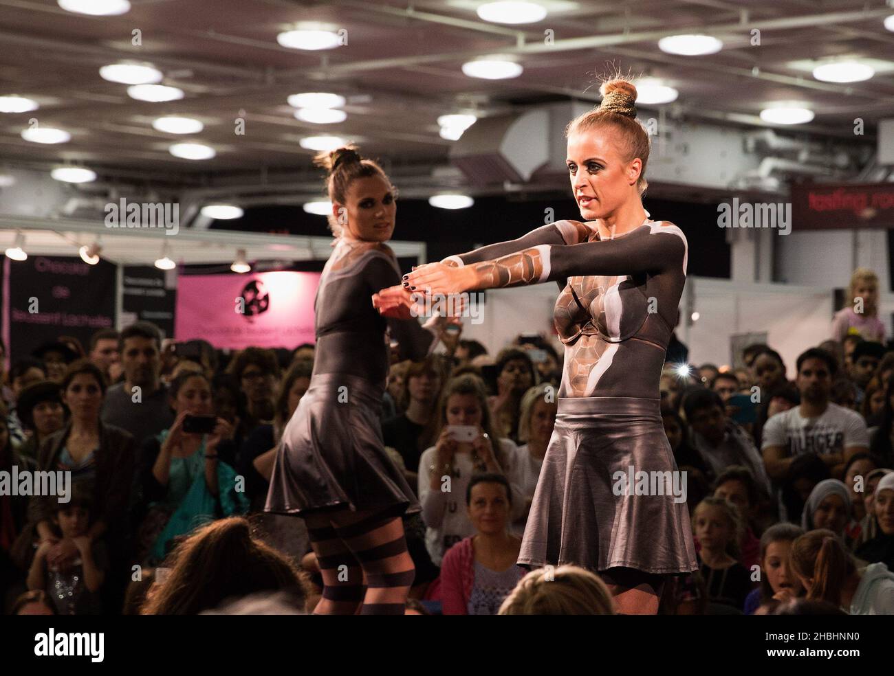 The Chocolate Show Fashion Models on Catwalk at Olympia in London. Stock Photo