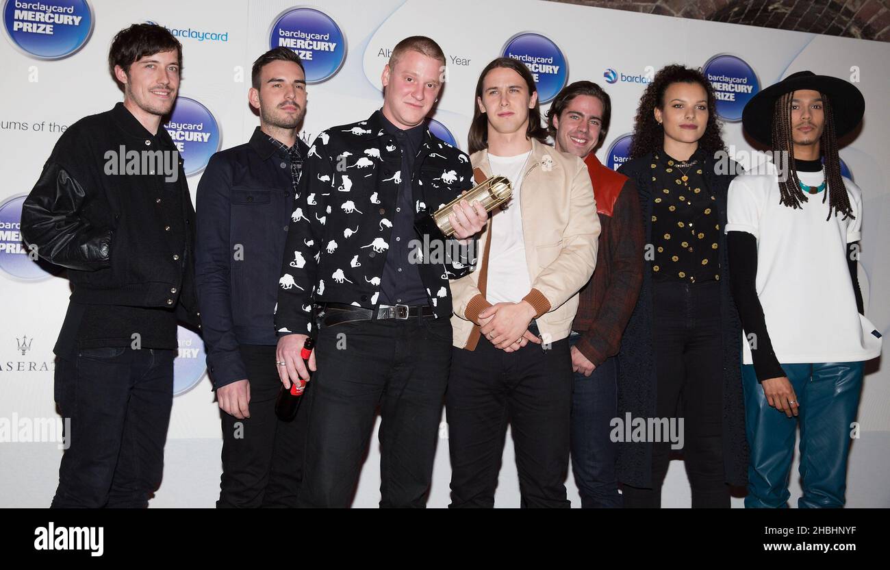 Jungle are nominated for an award at the Barclaycard Mercury Prize Awards at the Roundhouse in London. Stock Photo