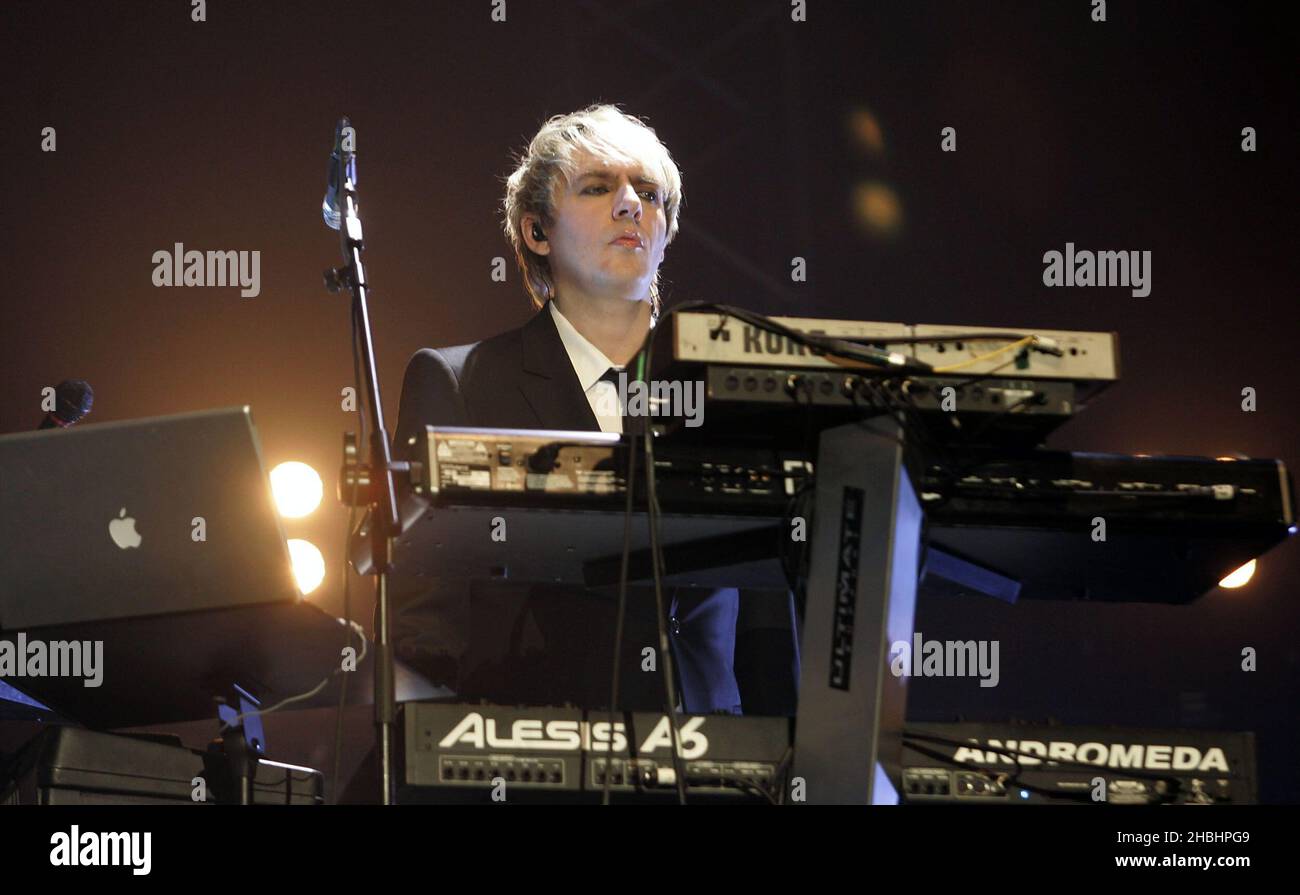 Nick Rhodes of Duran Duran performing on stage at Earls Court on ...