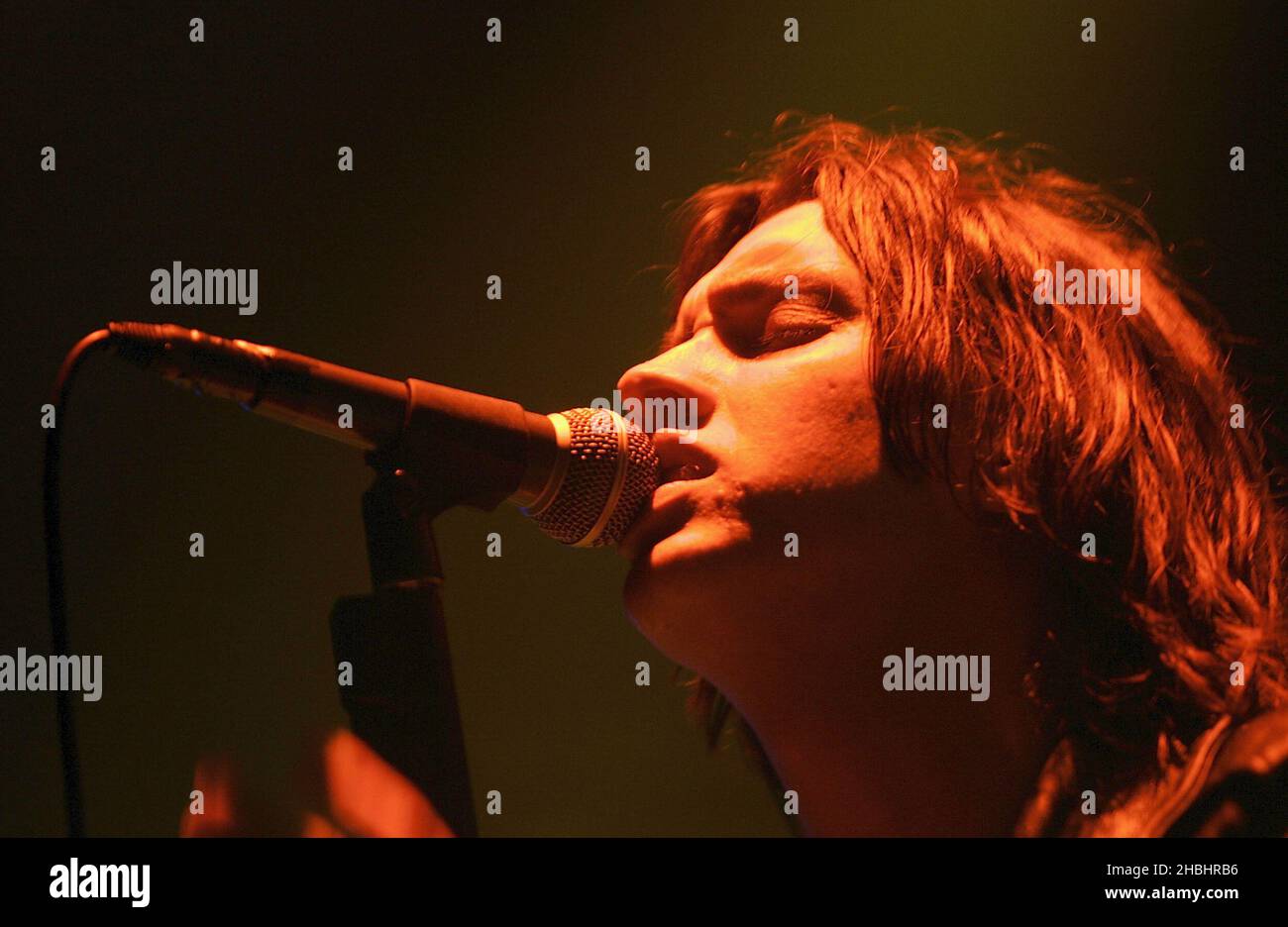 Julian Casablancas of New York indie group The Strokes play their first London date of the UK tour promoting their third album 'First Impressions Of Earth', released January 9, at Shepherds Bush Empire in London. Stock Photo