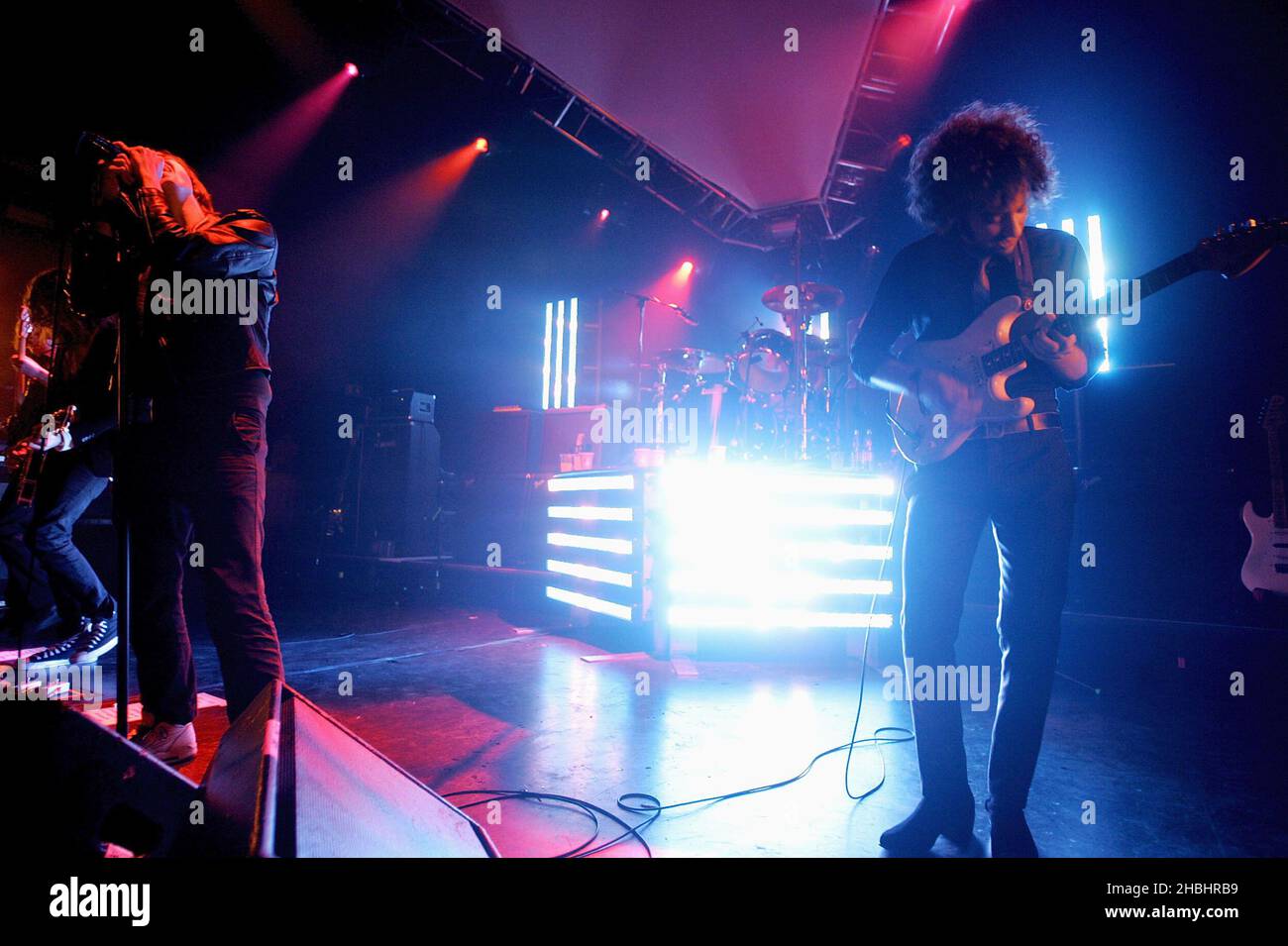 Julian Casablancas and Albert Hammond Junior of New York indie group The Strokes play their first London date of the UK tour promoting their third album 'First Impressions Of Earth', released January 9, at Shepherds Bush Empire in London. Stock Photo