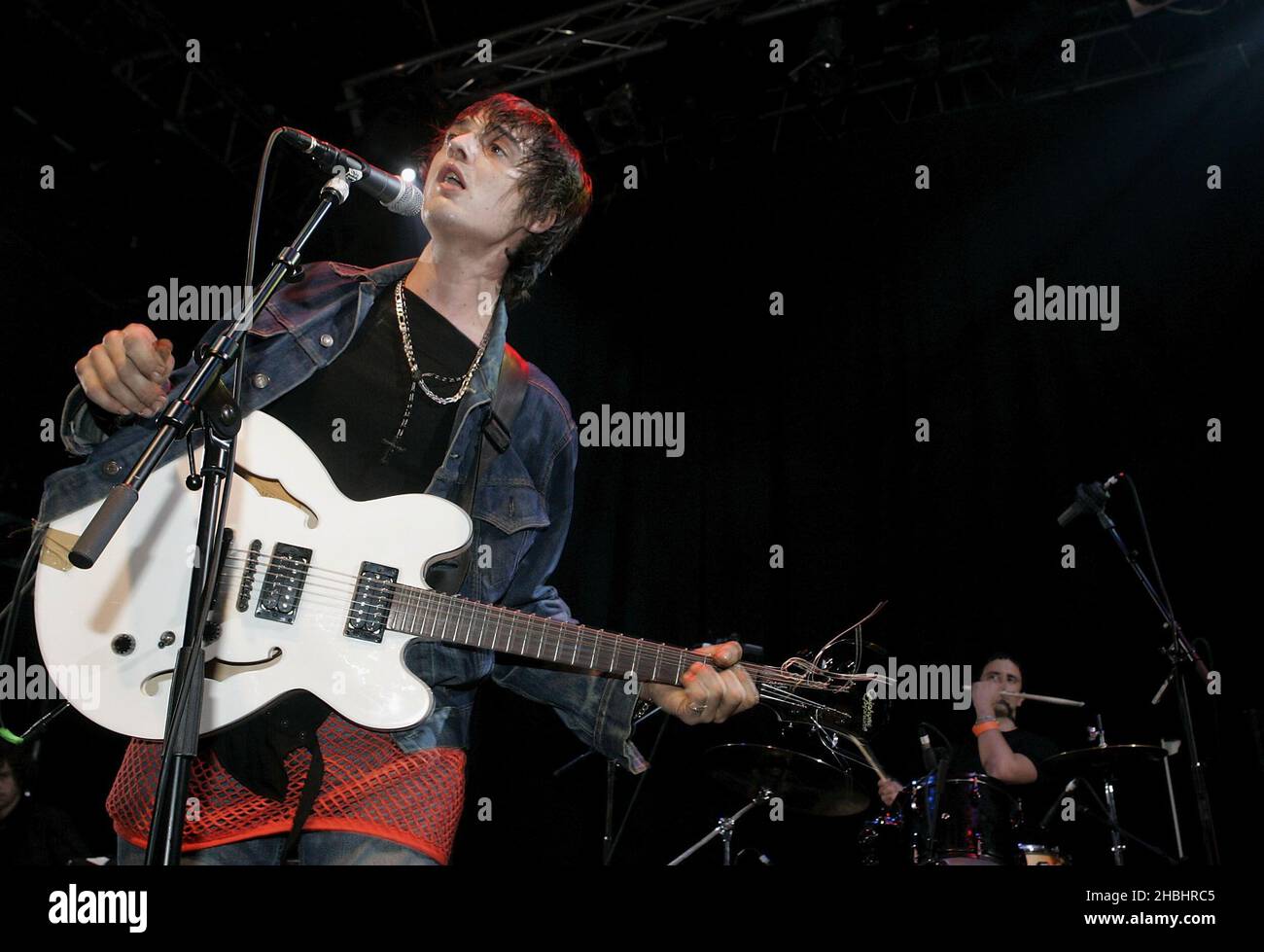 Pete Doherty of indie band Babyshambles performs in support of their debut album 'Down In Albion' at Koko ,Camden in London. Stock Photo