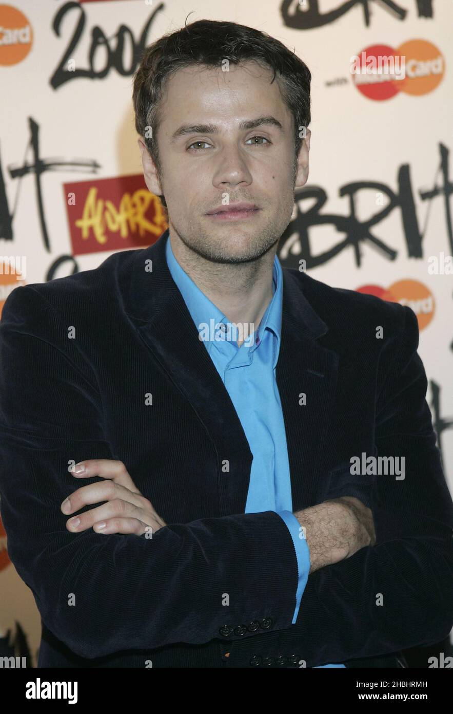 Richard Bacon in the press room at The 2006 Brit Awards at Earls Court, London. Stock Photo
